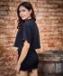 Acid Wash Black Cropped T-Shirt